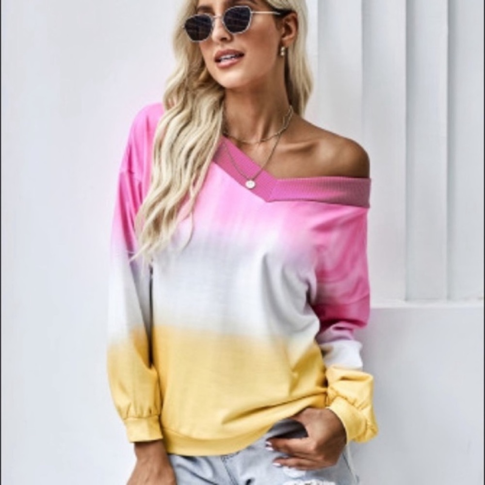 New Pink & Yellow Tie Dye Top